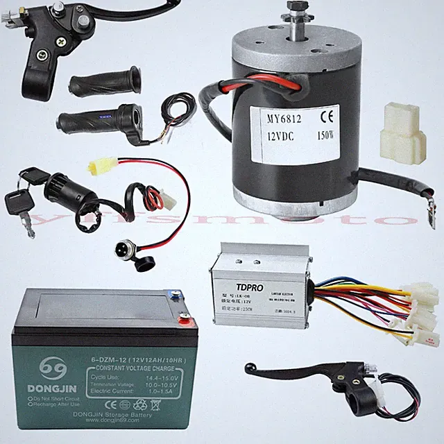 12V 150W Brushed Motor Throttle Grip Battery for E-bike Scooter Go Kart Tricycle