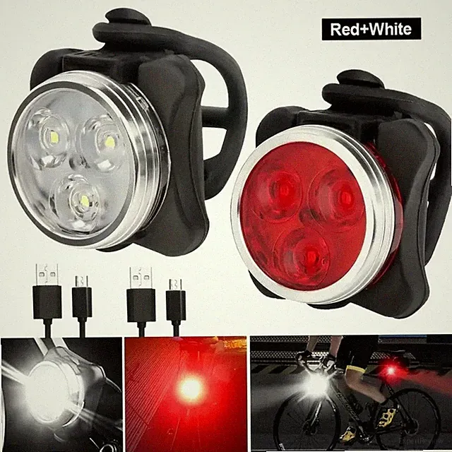 2/4 Pack USB Charging LED Bicycle Light Set, Front Headlights Rear Cycling Lamp