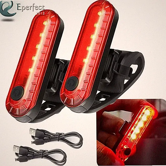 [2 Pack] Bike Rear Tail Light USB Rechargeable Cycling Safety Flashers Blinking