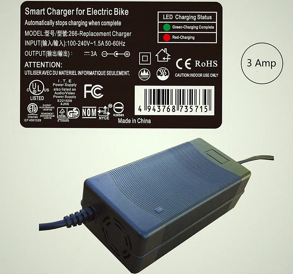 3 Amp Smart Charger for Heybike Explore Fat Tire Electric Bike