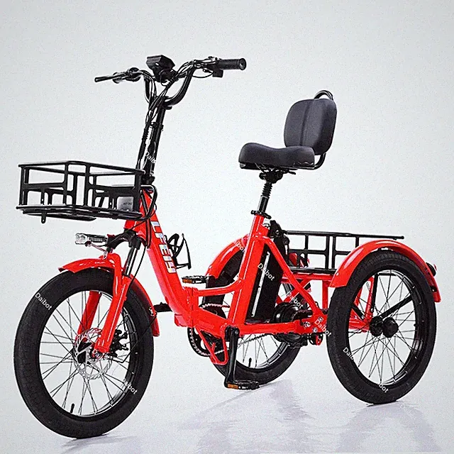 350W Folding Electric Trike 3 Wheel Adult E-Bike Removable Battery Cargo Basket