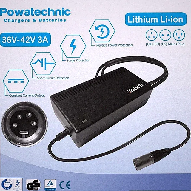 42V 3A XLR 4-pin Charger for 36V Kalkhoff Impulse ebike Derby Cycle Werke system