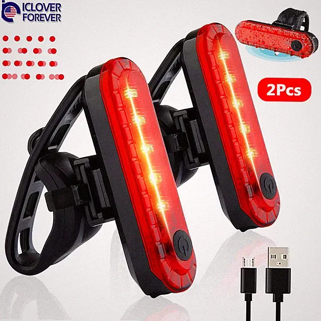 5 LED Rechargeable Bike Bicycle Tail Light Rear Safety Warning Cycling USB Lamp