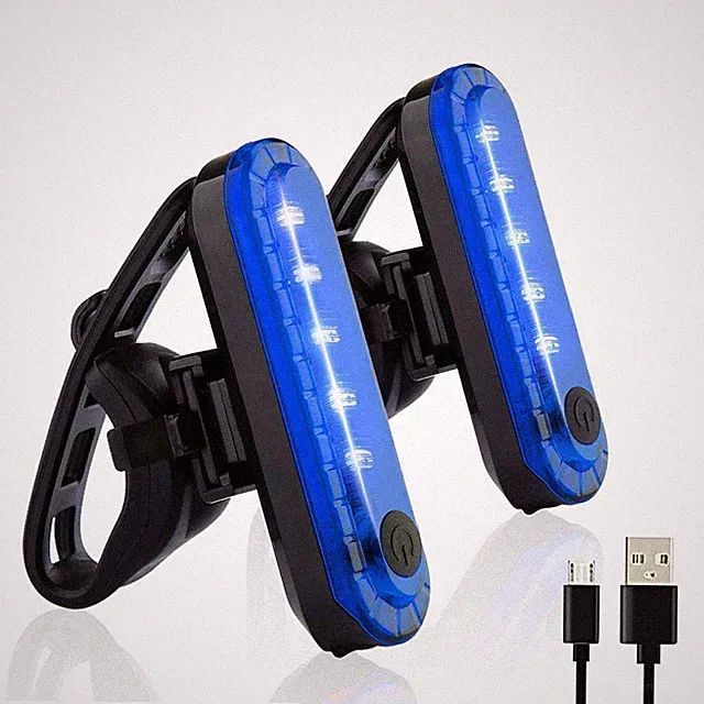 Blue Bike Tail Lights 2 Pack, Ultra Bright USB Rechargeable Bicycle Taillight...