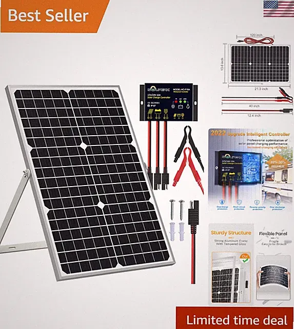 High Efficiency 30W Solar Battery Charger with Adjustable Mount for All Vehicles