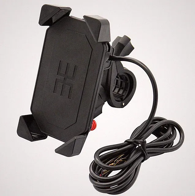 Motorcycle Cell Phone Mount Handlebar Holder USB Charger For Touring Cruiser