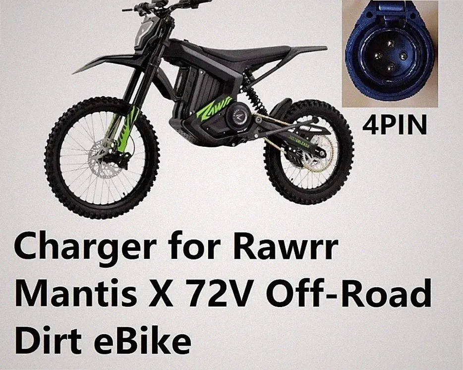 🔥power adapter 5A fast charger for Rawrr Mantis x 72v off road dirt bike (4 PIN