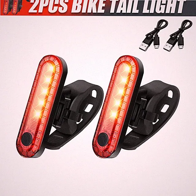 USB Rechargeable LED Bike Bicycle Light Rear Tail Flashing Safety Warning Lamp