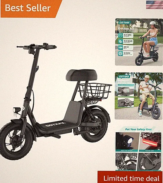 Versatile A5 Electric Scooter - Adjustable, Lightweight, Foldable with Basket