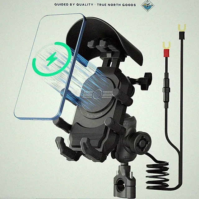 Wireless Charger Motorcycle Phone Holder with Sunshade & Anti-Theft Design